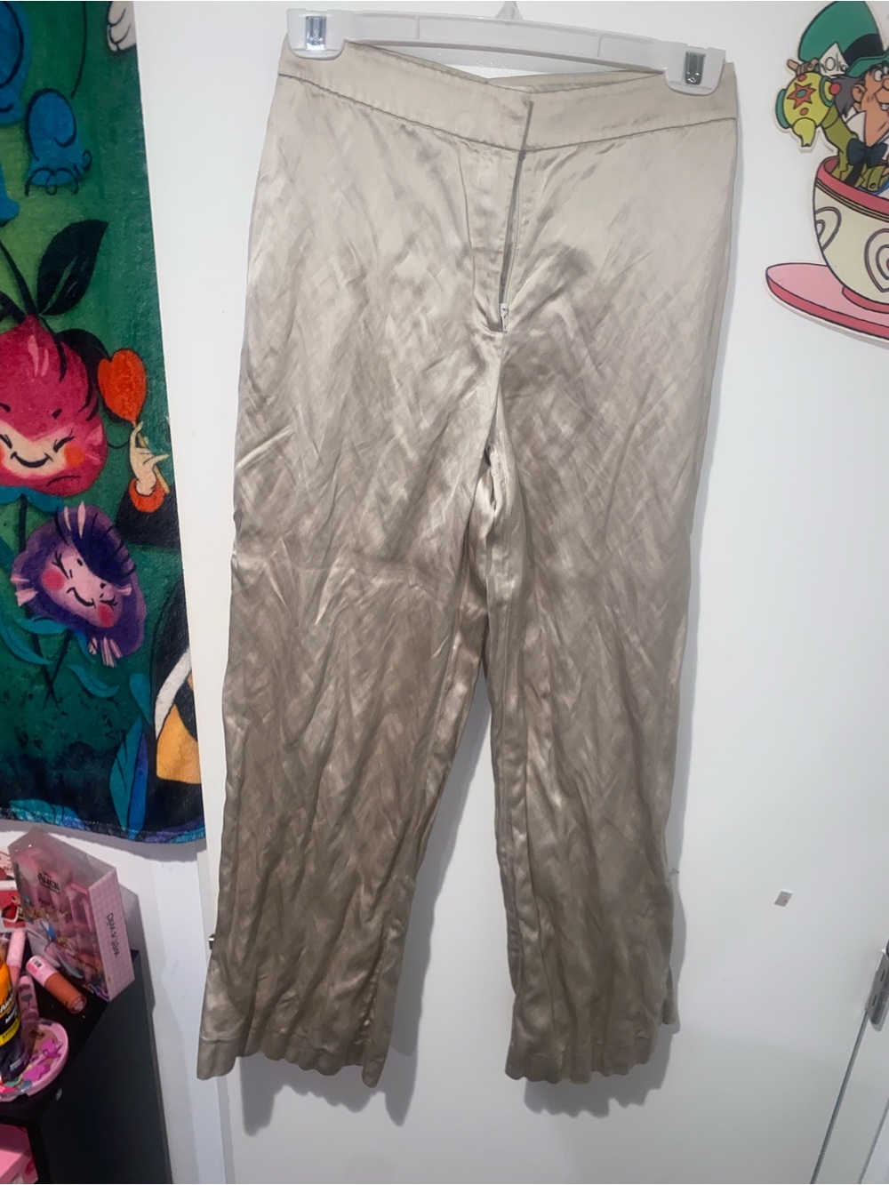 Lafayette 148 New York Champagne Satin Wide Leg Cropped Pants Size 2M - Picture 2 of 7